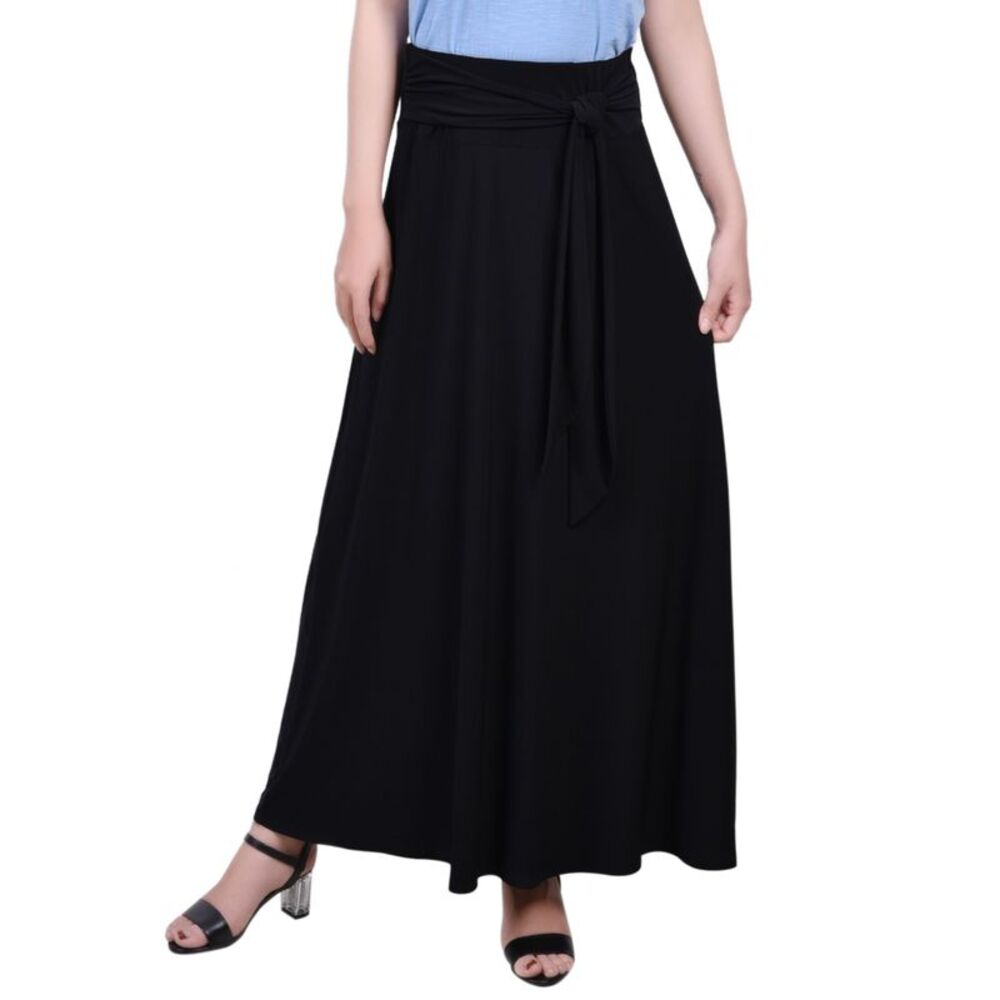 NY Collection Petite Maxi Skirt With Sash Waist Tie